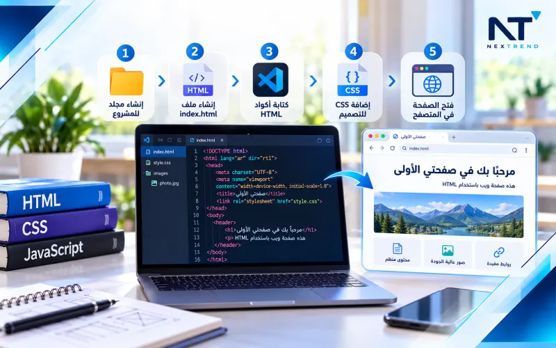 كيفية تصميم صفحة ويب بلغة HTML خطوة بخطوة من الصفر حتى تراها في المتصفح