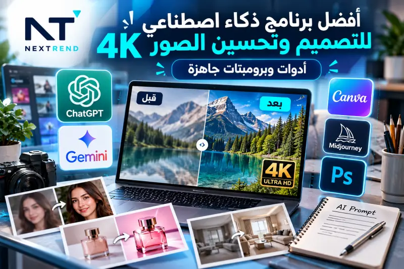 أفضل برامج الذكاء الاصطناعي للتصميم وتحسين جودة الصور إلى 4K باستخدام ChatGPT وGemini.